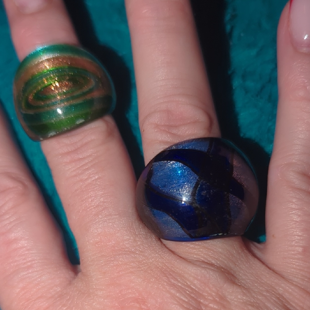 Elegant Green and Blue Women's Rings